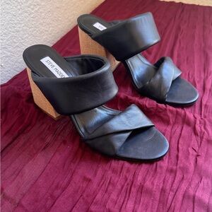 Steve Madden Black and Tan Mules